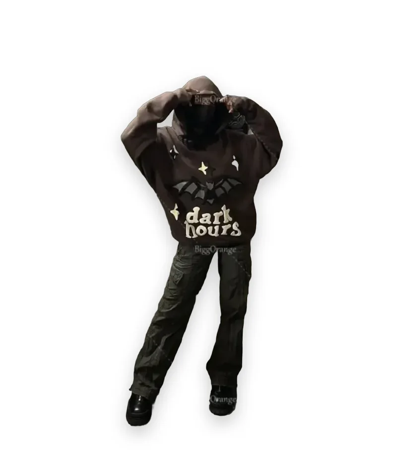 Broken "Bat Foaming Print" Hoodie - Black 2