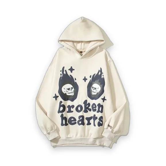 Broken Planet Broken Heart Hoodie- White 1