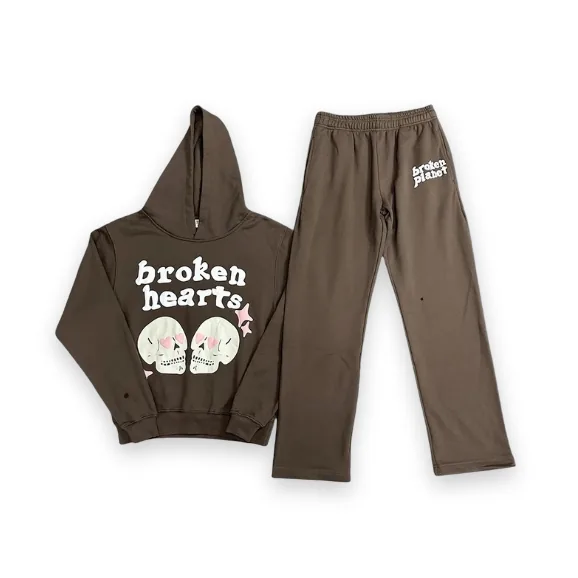 Broken Planet Broken Heart Tracksuit Brown 1
