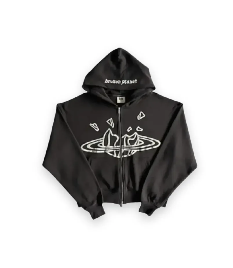 Broken Planet Double Zip Up Hoodie Black 1