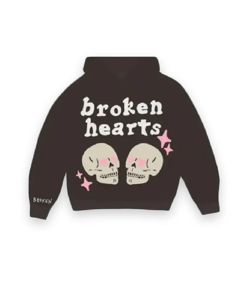 Broken Planet Market Broken Hearts Hoodie Dark Brown 1