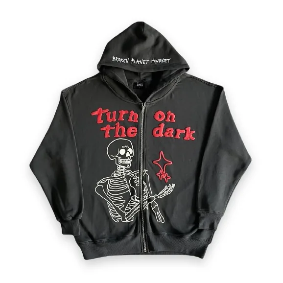 Broken Planet Market Dark Hours Zip Up Hoodie Black 1