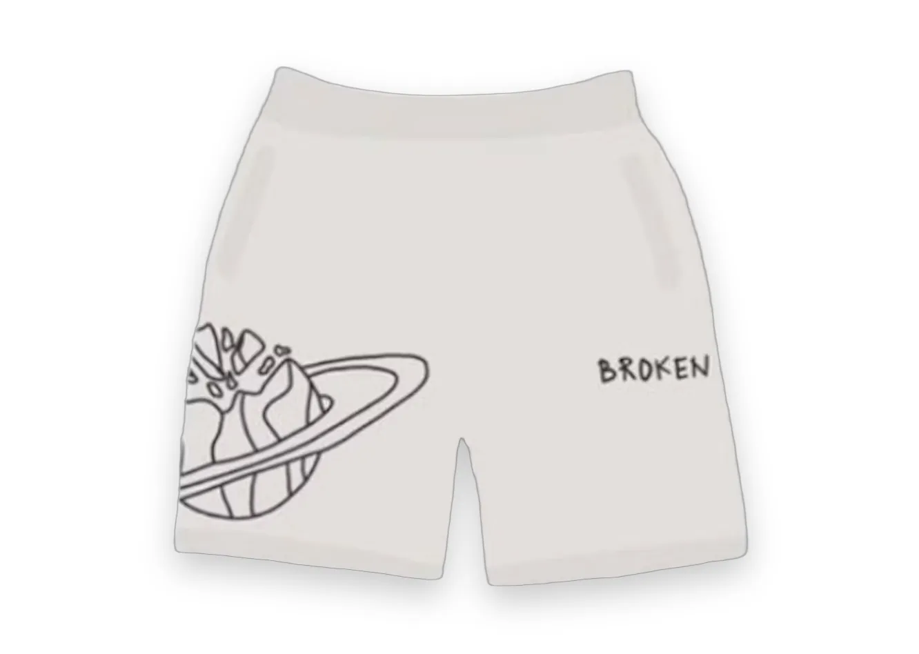Broken Planet Market Outer Space Shorts White 1