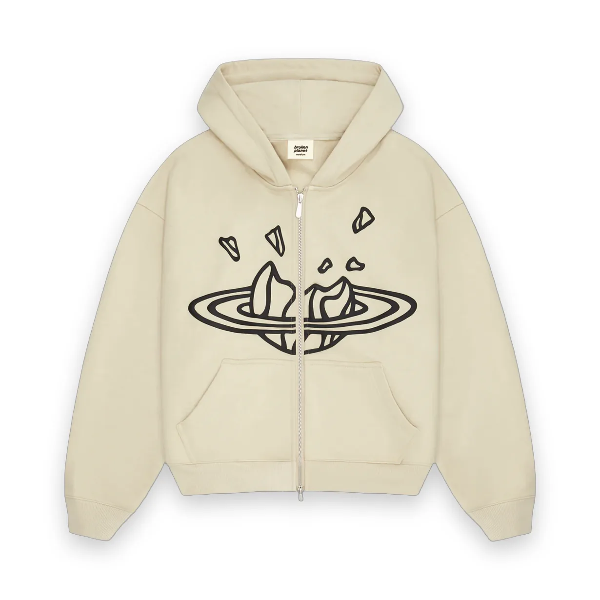 Broken Planet Market Outer Space Zip Up Hoodie White 1