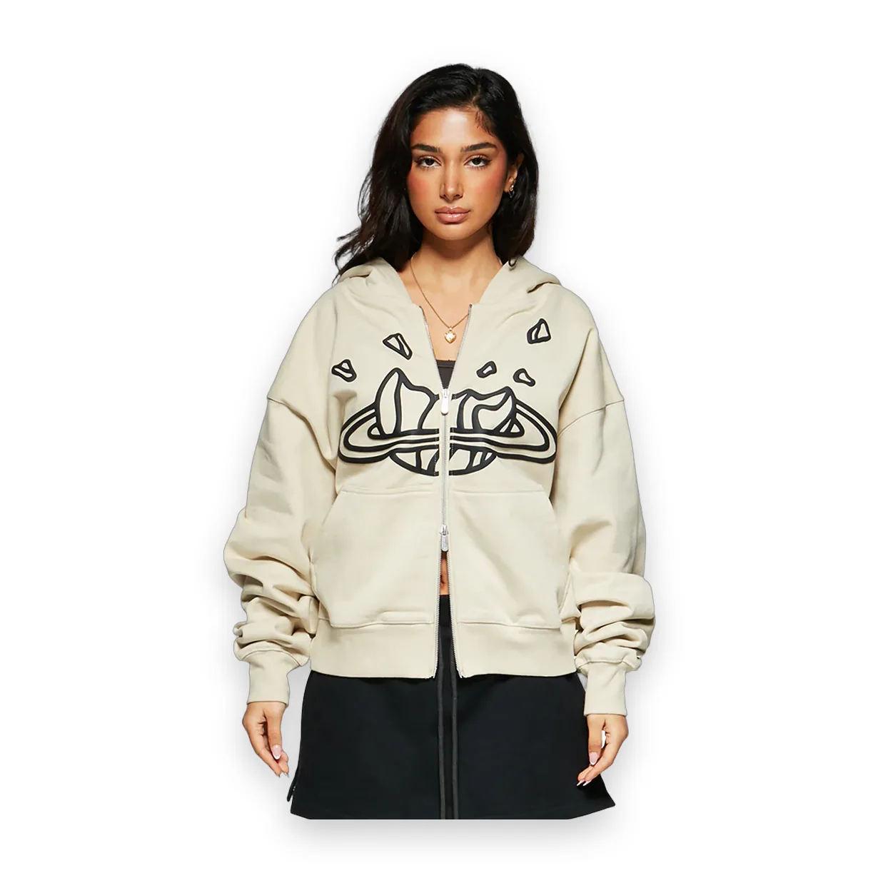 Broken Planet Market Outer Space Zip Up Hoodie White 3