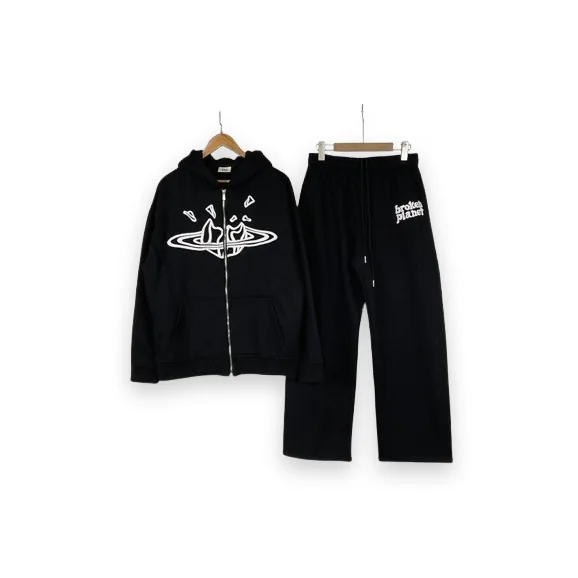 Broken planet Zip up Black Tracksuit 1