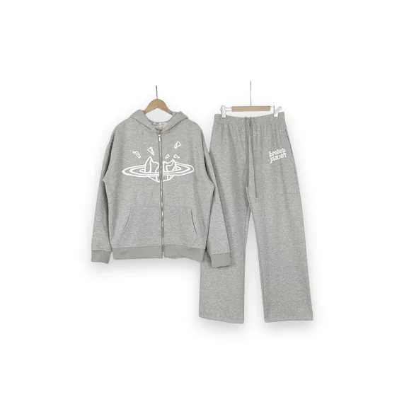 Broken Planet Zip Up Grey Tracksuit 1